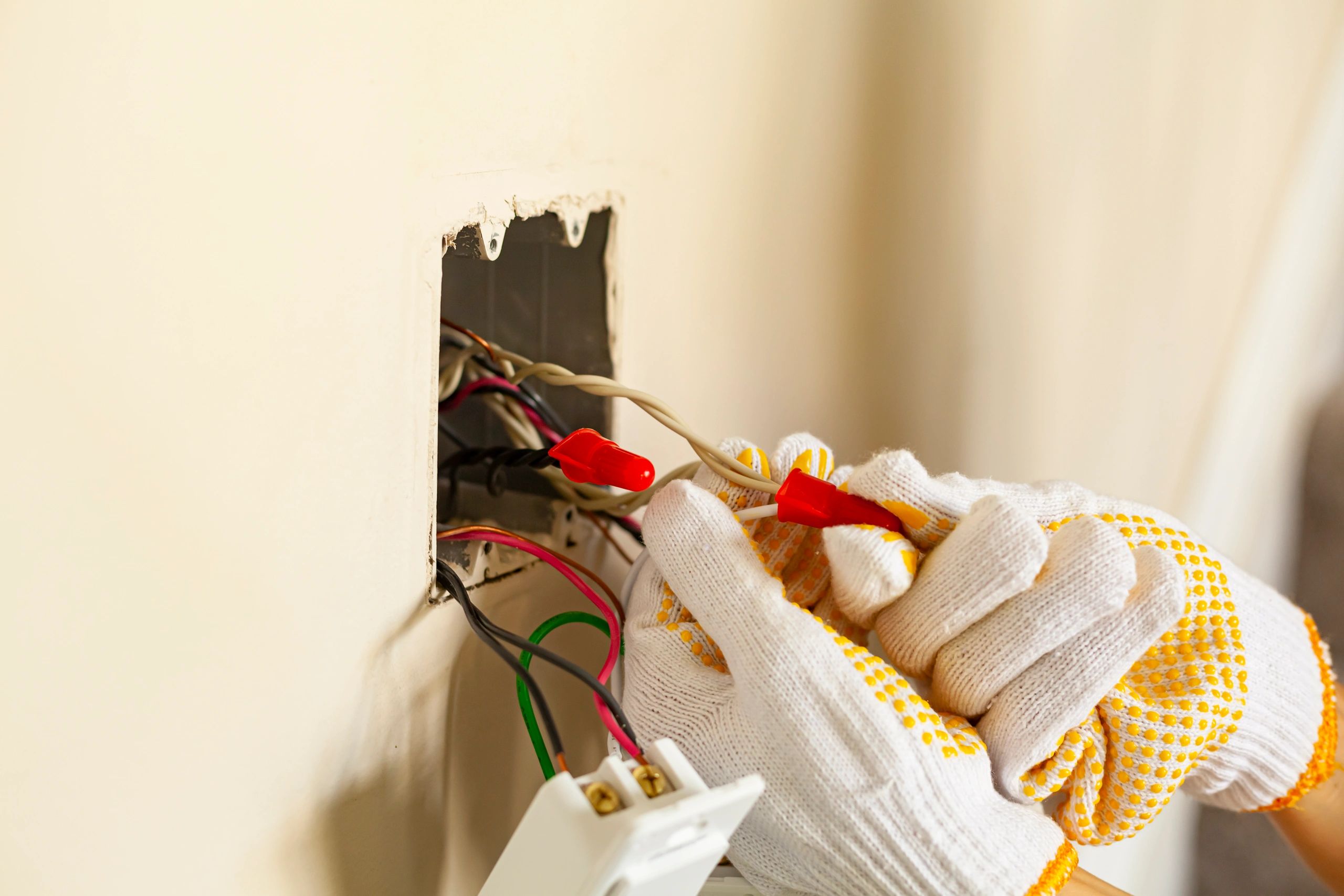 Professional replacing a wall switch during a home electrical repair